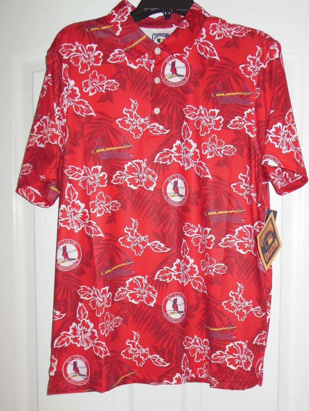 Reyn Spooner Cooperstown Collection St Louis Cardinal Mens M Hawaiian Polo Shirt